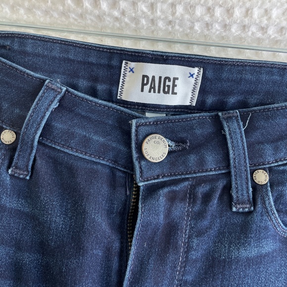 Paige jeans dark blue denim Manhattan boot flare fall business casual chic 27 - Picture 12 of 14